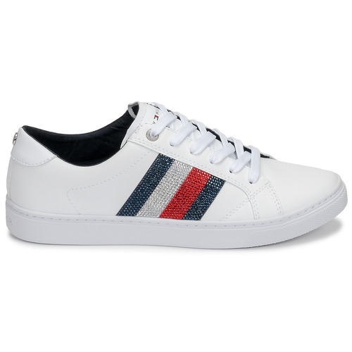 Tommy Hilfiger CRYSTAL LEATHER CASUAL SNEAKERS Blanc - Baskets Femme Spartoo