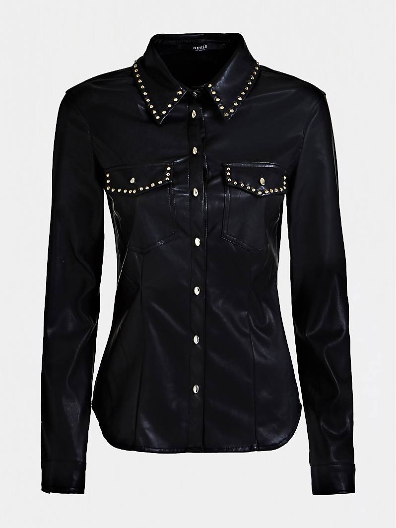 CHEMISE EFFET ENDUIT CLOUS Noir Guess - Chemise Femme Guess