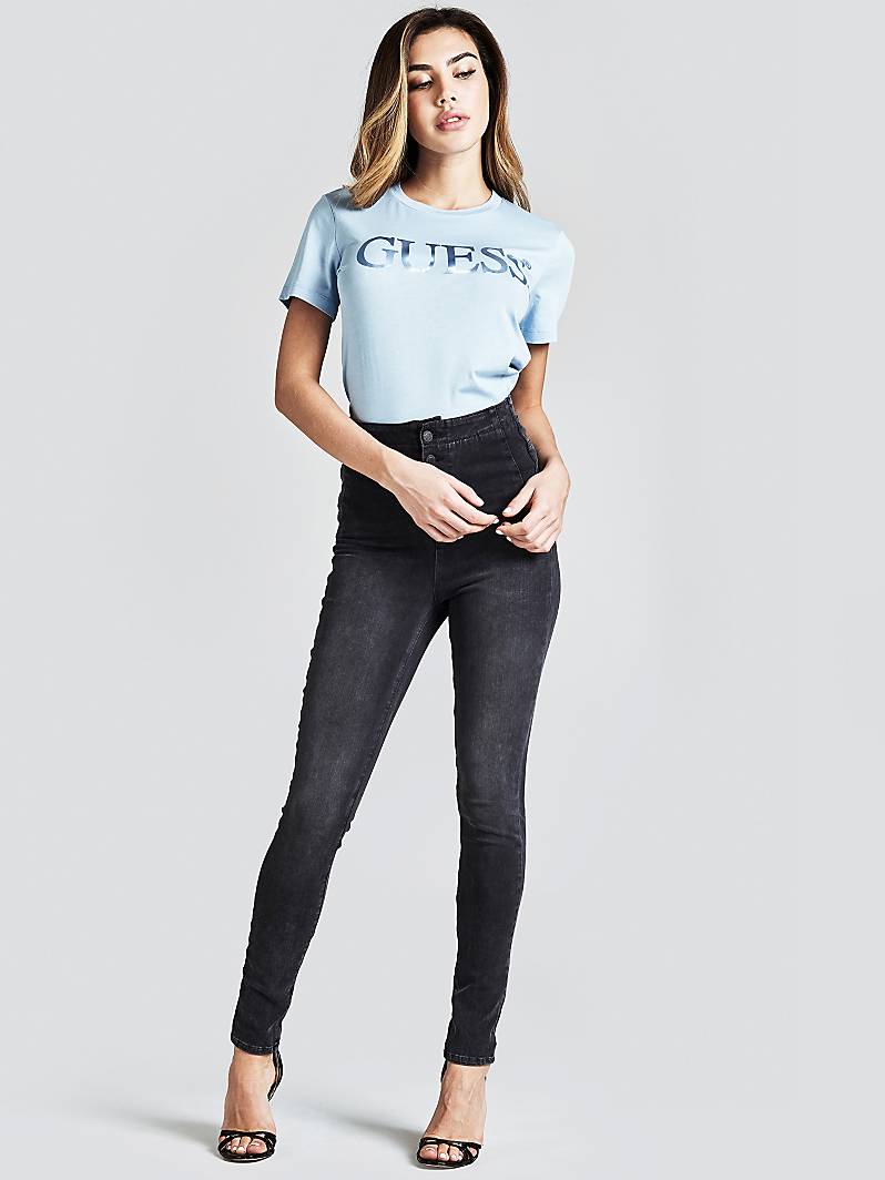 JEGGING SKINNY BOUTONS Bleu Foncé Guess