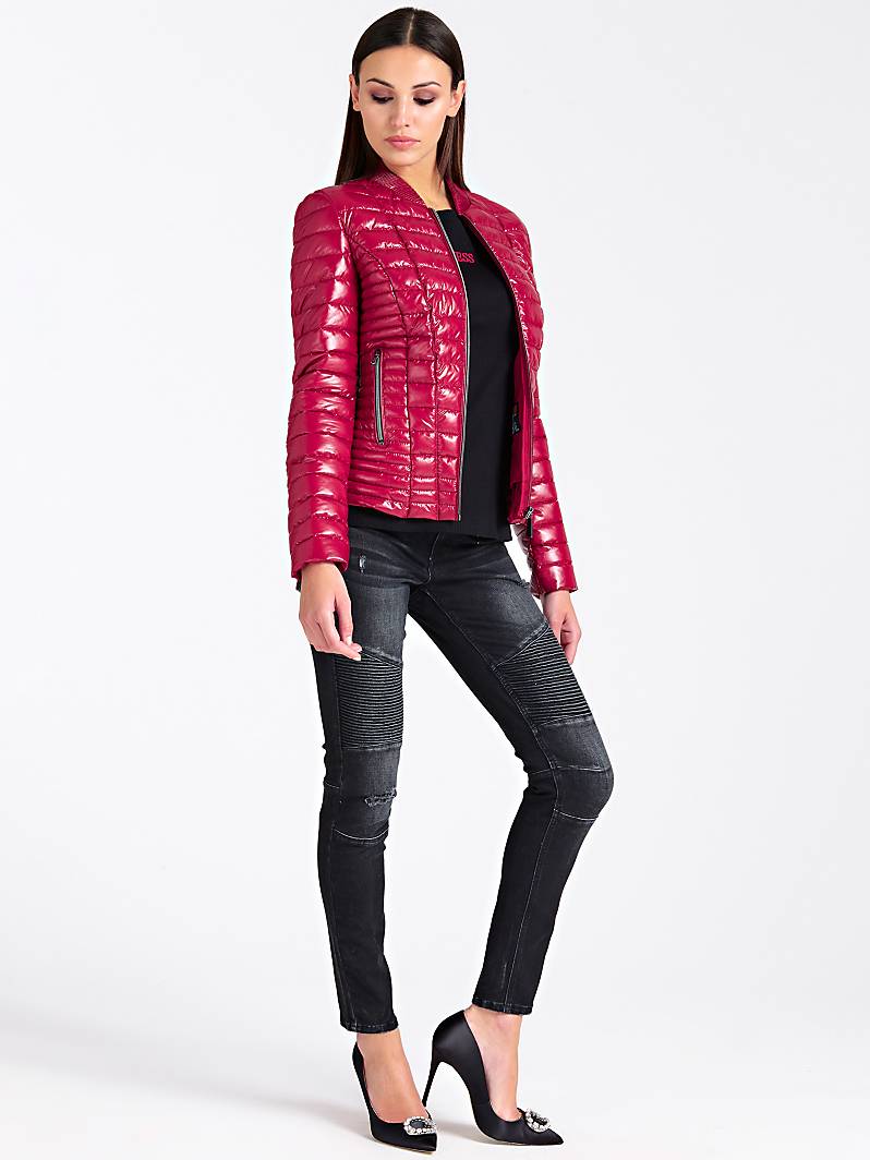 VESTE OUATINEE POCHES FRONTALES Fushia Guess pas cher - Veste Femme Guess