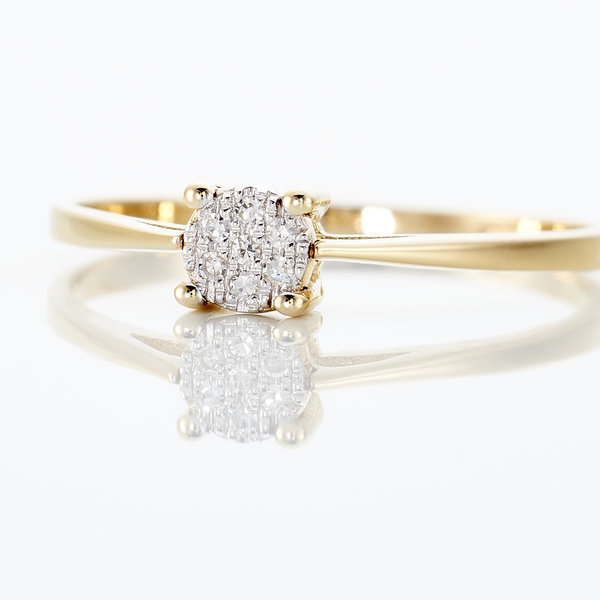 Bague Or Jaune Et Diamants 0.035ct pas cher - Bague Femme Histoire d'Or