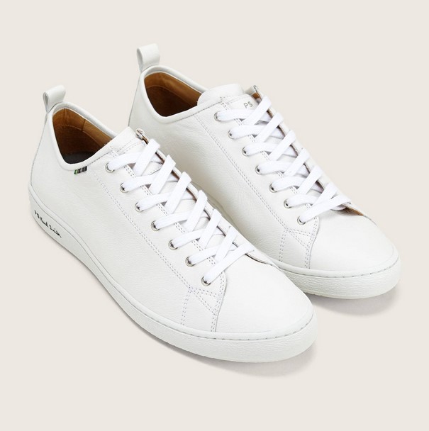 PS PAUL SMITH Miyata Baskets en cuir grainé blanc - Baskets Homme Monshowroom