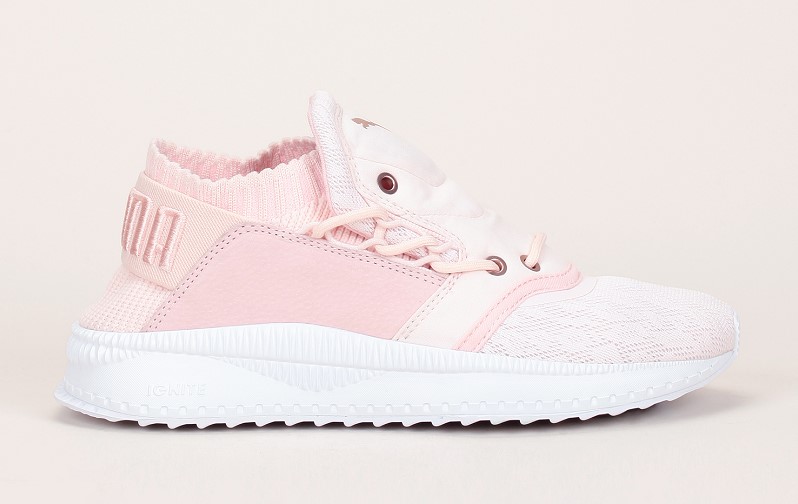 Puma Baskets multi-matières rose détails mesh dentelé rivets cuivrés - Monshowroom