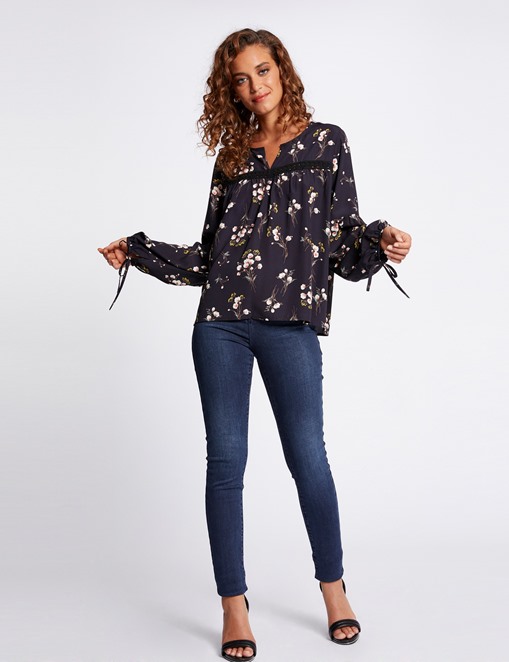 Blouse fluide à motif floral multicolore Morgan - Blouse Morgan