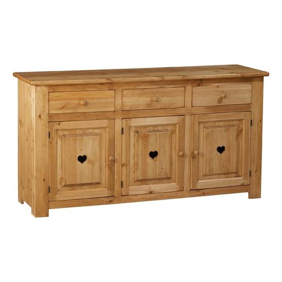 Buffet classique en bois pin massif teinté ciré pas cher - Buffet Cdiscount