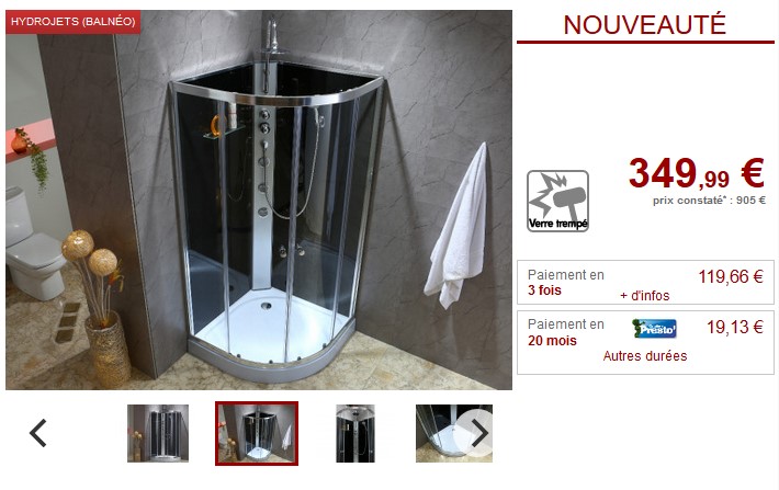 Cabine de douche hydromassante d'angle TALULA pas cher - Cabine de douche Vente Unique