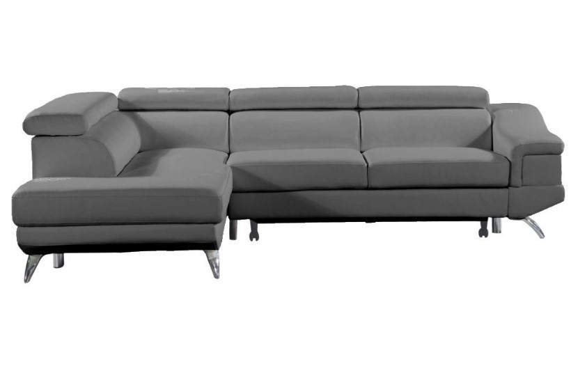 Canapé d'angle gauche gigogne BORGHI cuir vachette recyclé gris graphite 