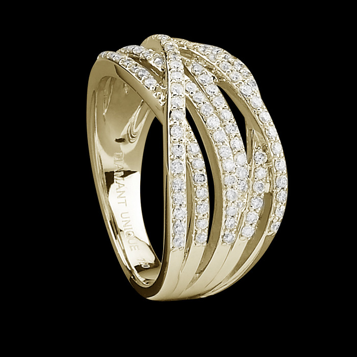 Bague Diamant Unique - Bague Charmeuse - Or jaune et 0,50 carat de diamants Prix 879,00 Euros