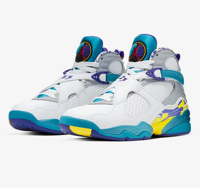 Air Jordan 8 Retro Blanc/Harmonie brillant/Tons aqua/Rouge intense pas cher - Baskets Femme Nike