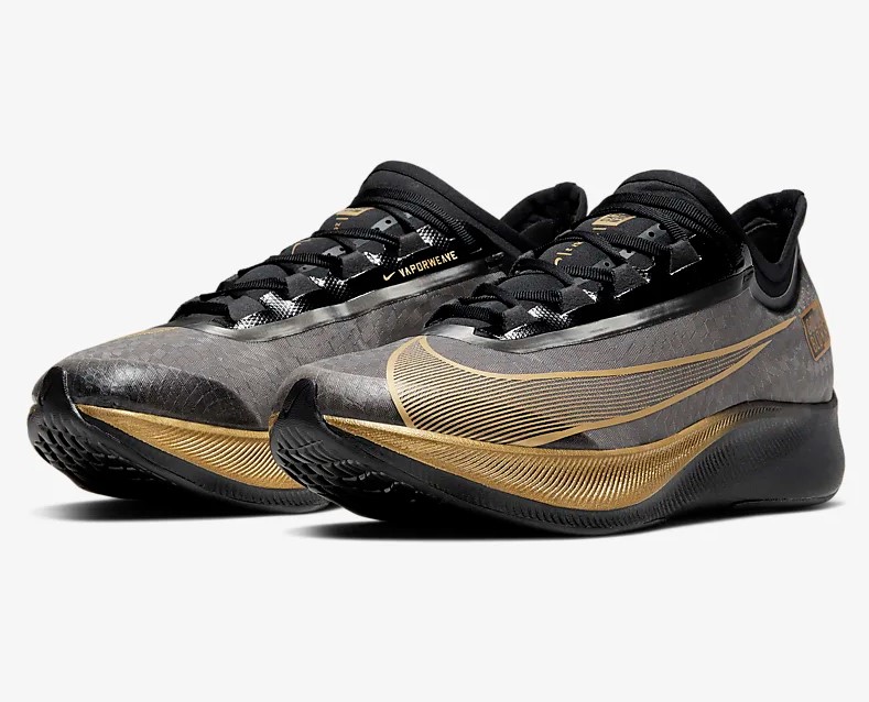 Nike Zoom Fly 3 Noir/Noir/Or métallique pas cher - Baskets Homme Nike