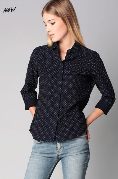 Chemise bleue à pois manches longues Noami Marine Hilfiger Denim