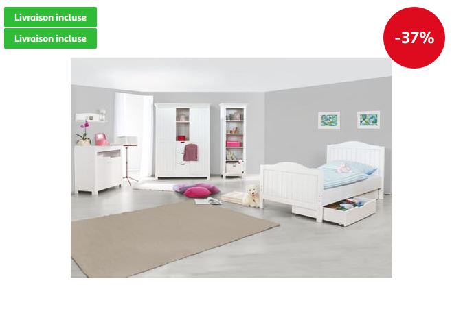 Set de 3 pièces COMFORIUM pour chambre enfant pas cher - Soldes Chambre Complète Enfant Auchan