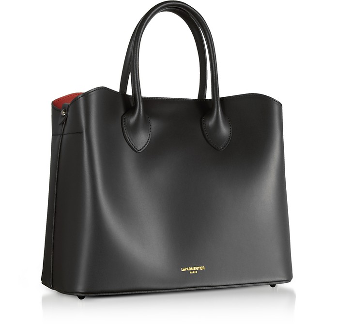 Le Parmentier Jackie Cabas en Cuir Noir - Sac à Main Forzieri