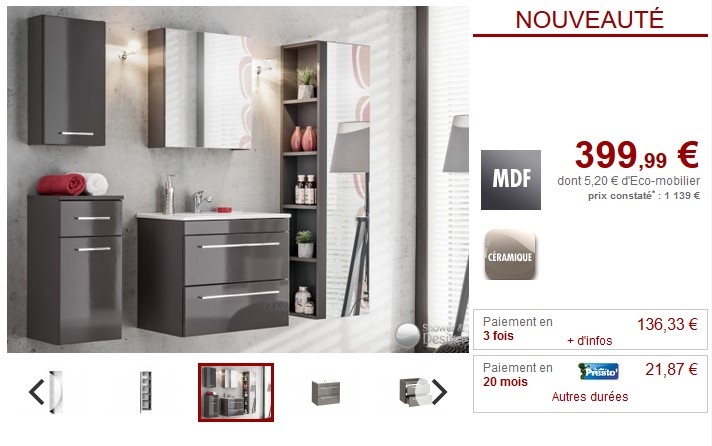 Ensemble MOLLY Meubles de salle de bain pas cher - Meuble de salle de bain Vente Unique