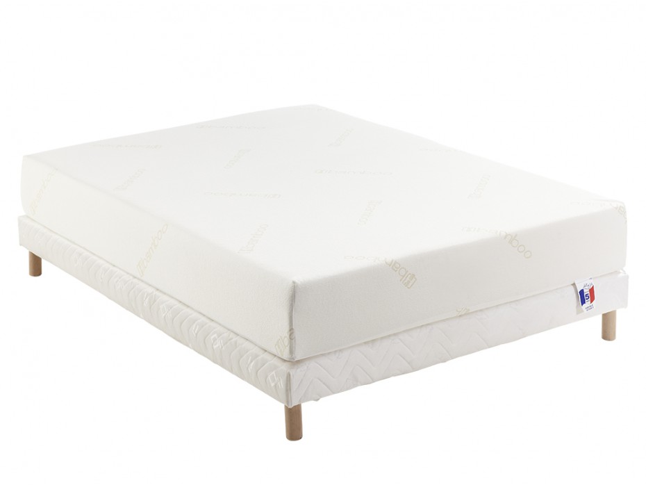 Ensemble Sommier + Matelas EMERAUDE de NATUREA naturel mousse à mémoire de forme