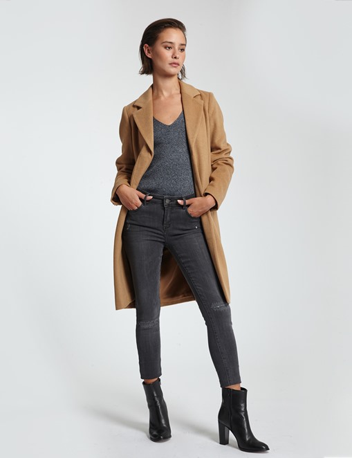 Manteau laine mélangée poches zippées Morgan