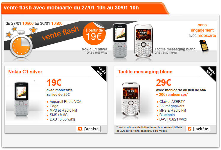 Vente Flash orange Mobile