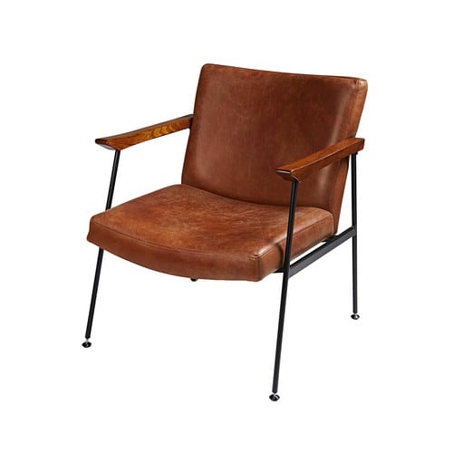 Fauteuil en cuir de vachette marron vieilli Blake