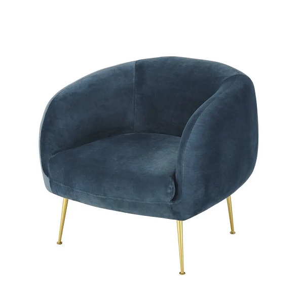 Fauteuil vintage Millenium en velours bleu - Fauteuil Maisons du Monde