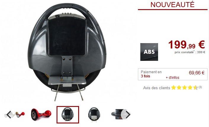 Gyropode QUICK-RIDE 500W 12km/h Fonction bluetooth pas cher - Gyropode Vente Unique