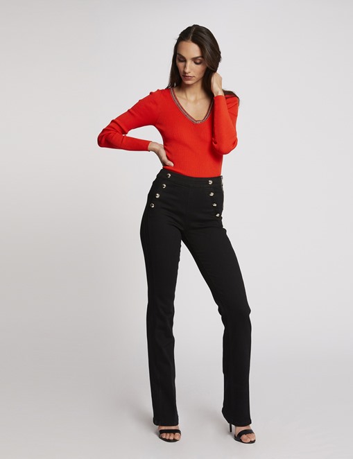 Jean droit esprit pantalon à ponts Noir Morgan - Pantalon Morgan