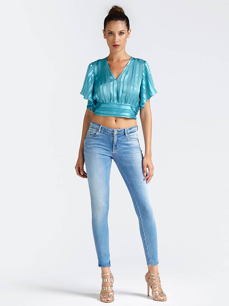 JEAN SKINNY CURVE X Bleu Ciel Guess - Jeans Femme Guess