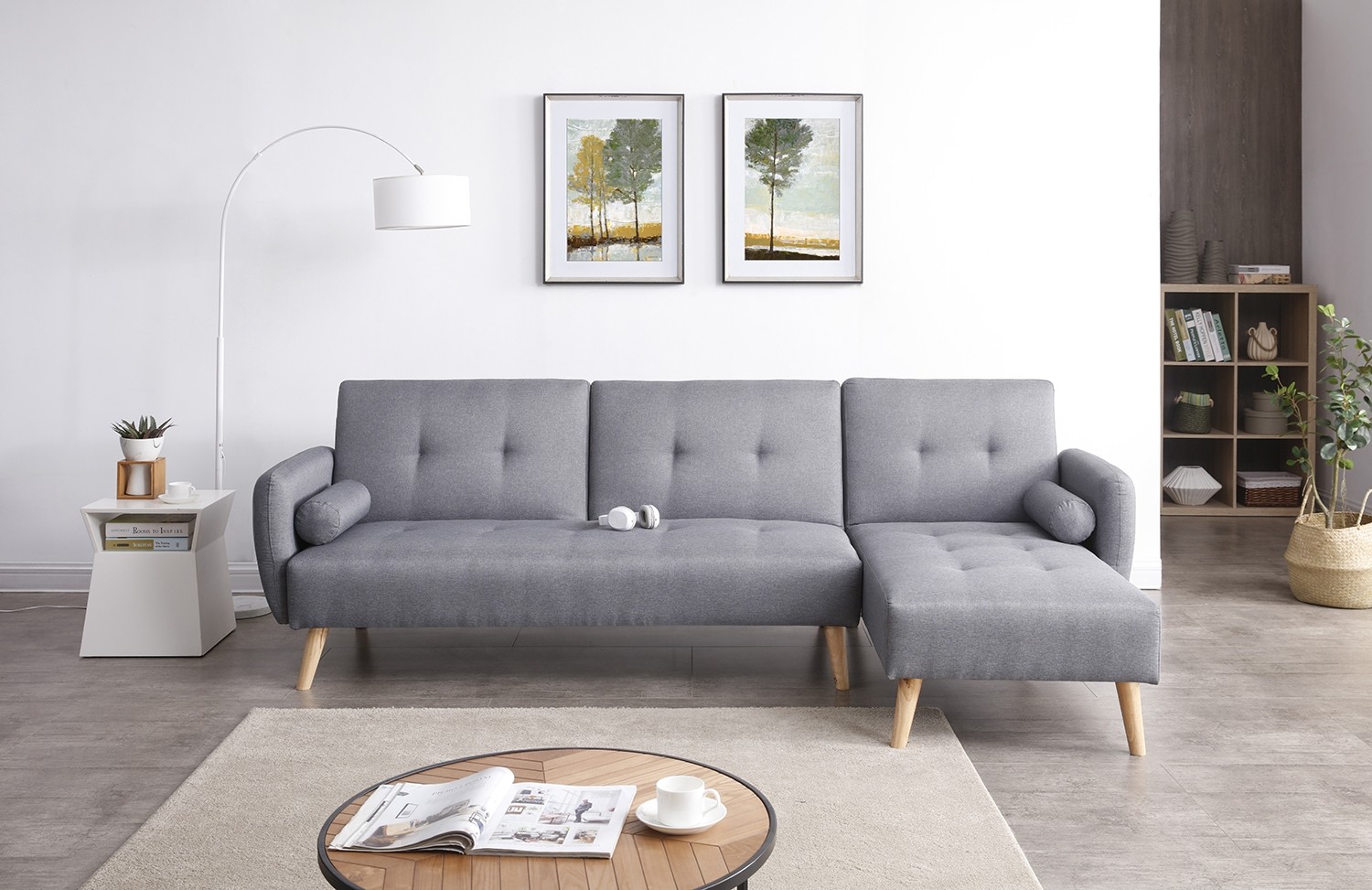 Leskä Canapé scandinave convertible gris pas cher - Soldes Canapé Concept Usine