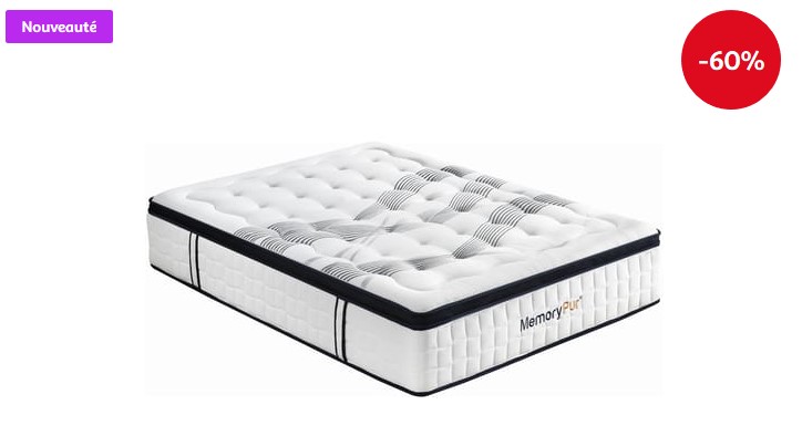 Matelas 33cm DIAMANT MEMORYPUR 160x200cm pas cher - Matelas Auchan