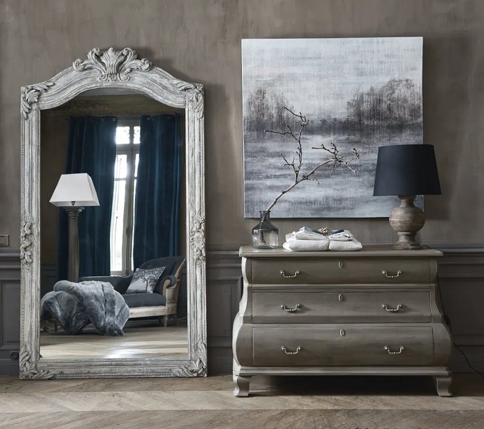 Miroir à moulures Anvers en manguier gris - Miroir Maisons du Monde
