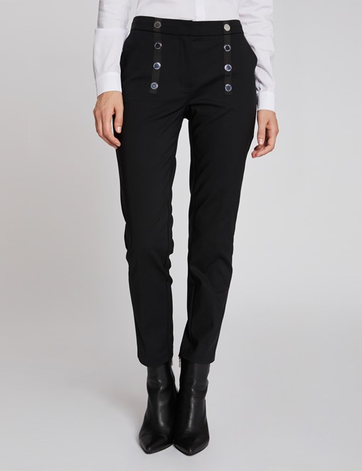 Pantalon droit taille basse effet pont Noir Morgan - Pantalon Morgan