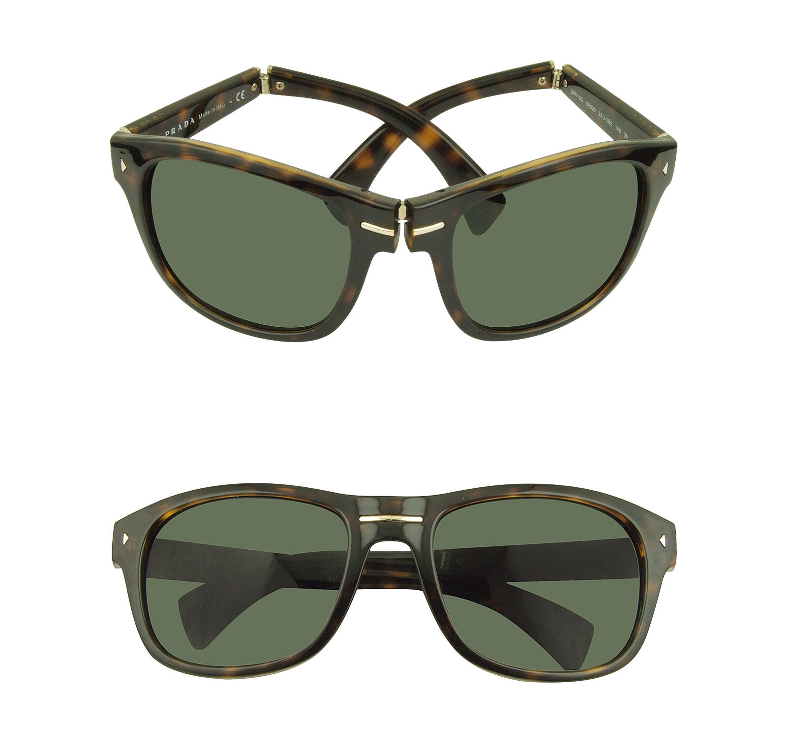 Lunettes de soleil pliables en acétate Prada Tortue/ Gris vert