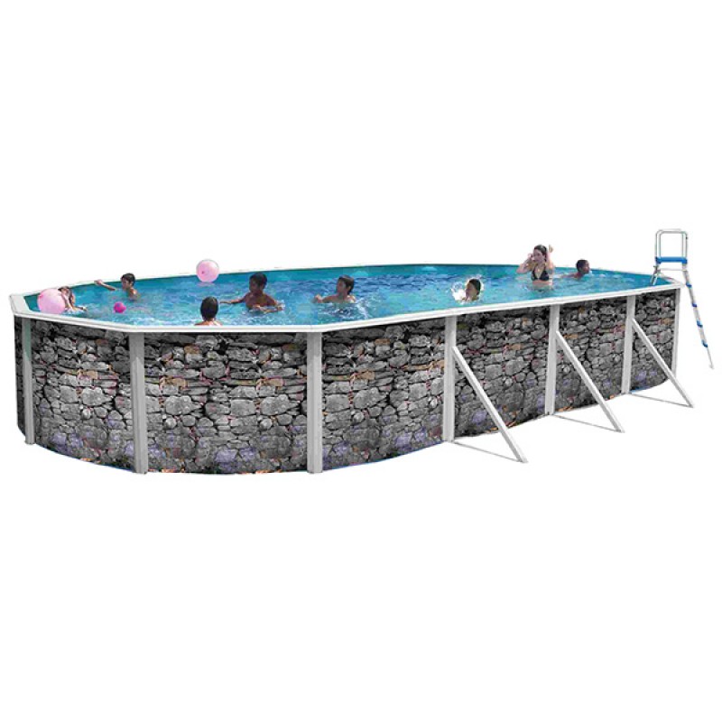 PIERRE GRISE Piscine en acier ovale pas cher - Piscine Cdiscount