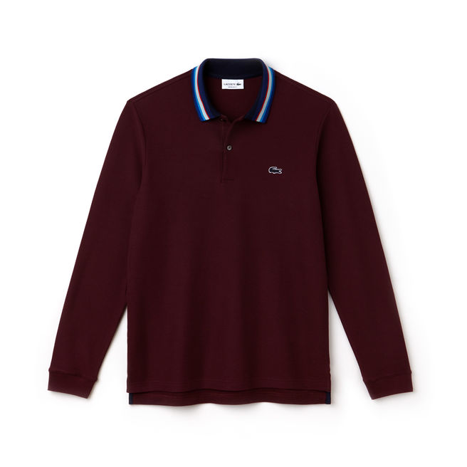 Polo regular fit Lacoste à manches longues en piqué avec piping - Polo Homme Lacoste