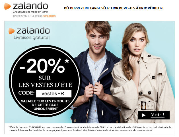 Zalando -20% Vestes légères Femme et Homme