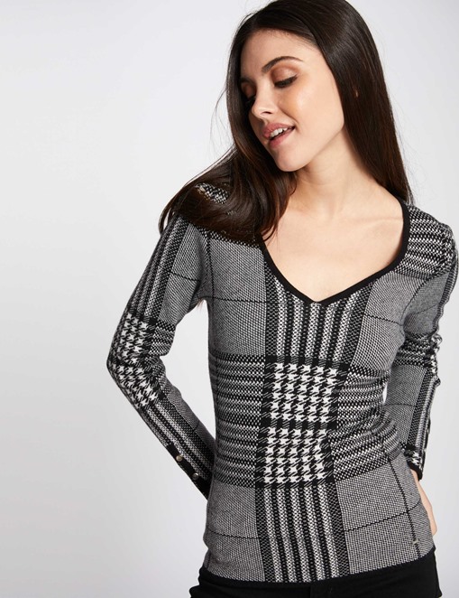 Pull ajusté à carreaux Morgan