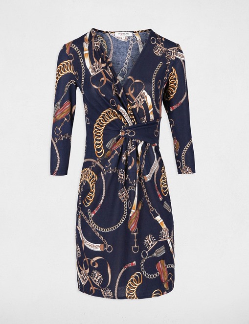 Robe ajustée à motifs et ceinture nouée Multico Morgan - Robe Morgan