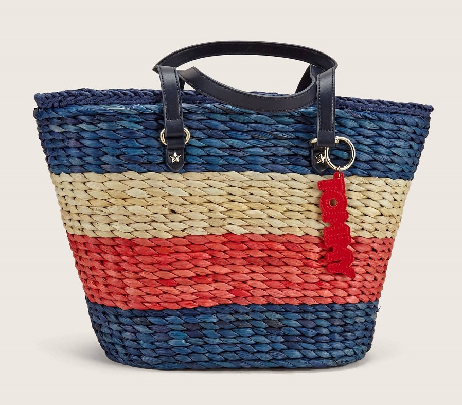 Tommy Hilfiger Sac en paille rayé tricolore - Monshowroom