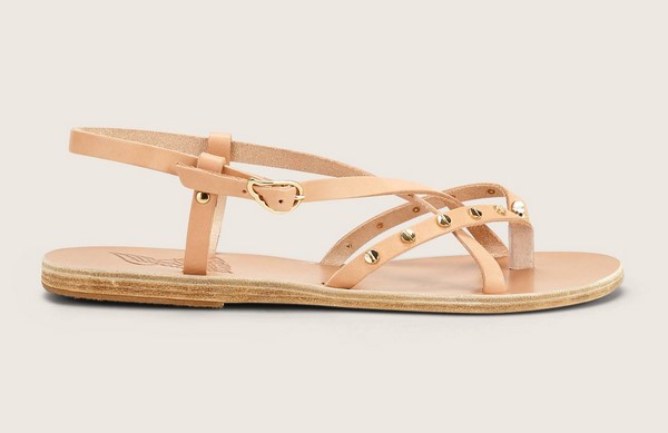 Ancient Greek Sandals Semele Nails Sandales cloutées en cuir rose