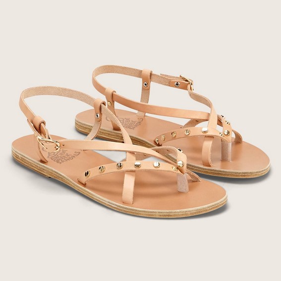 Ancient Greek Sandals Semele Nails Sandales cloutées en cuir rose - Sandales Monshowroom