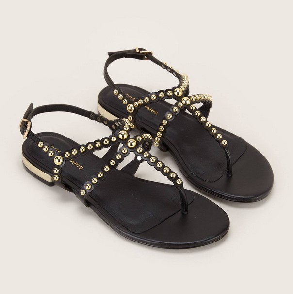 Cosmoparis Foli Sandales en cuir noir, Sandales Monshowroom