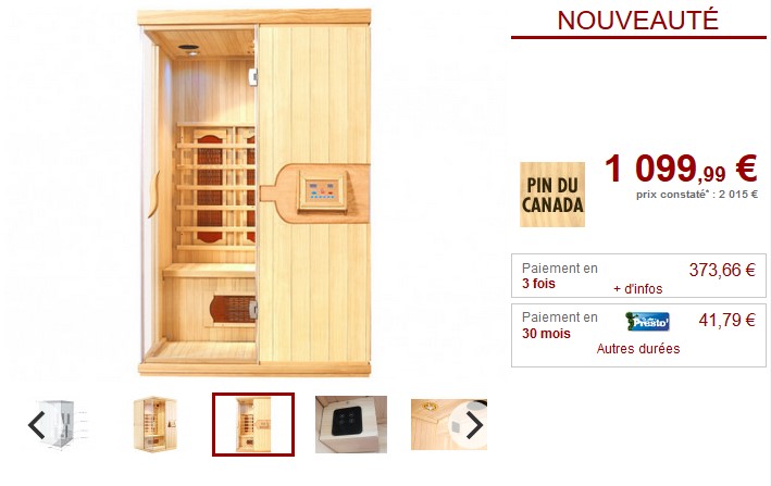 Sauna Infrarouge 2 places Céramique NARVIK pas cher - Sauna Vente Unique