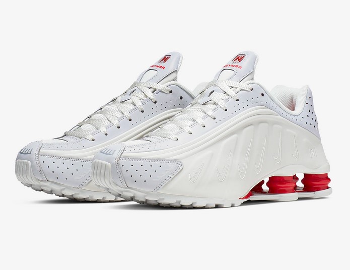 Nike Shox R4 Neymar Jr. Teinte Platine/Rouge défi/Blanc/Teinte Platine pas cher - Baskets Femme Nike