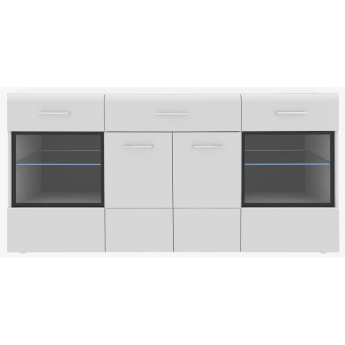 SLATE Buffet bas contemporain blanc brillant pas cher - Buffet Cdiscount