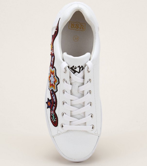 Ash Namaste Sneakers en cuir empiècements fantaisie blanc - Baskets Femme Monshowroom