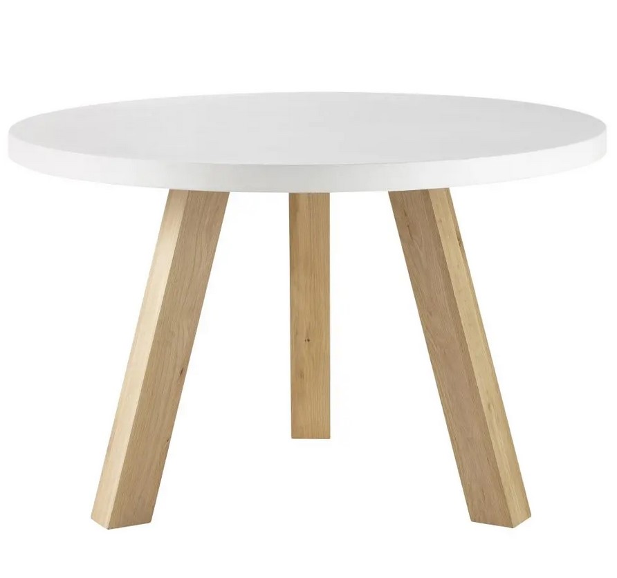 Table à manger 5/6 personnes Chuppa en béton blanc et chêne - Table à dîner Maisons du Monde