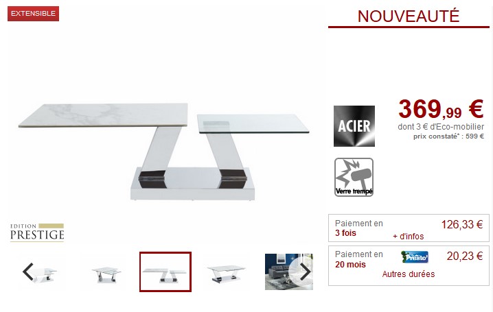 Table basse plateaux pivotants OXARA pas cher - Table basse Vente Unique