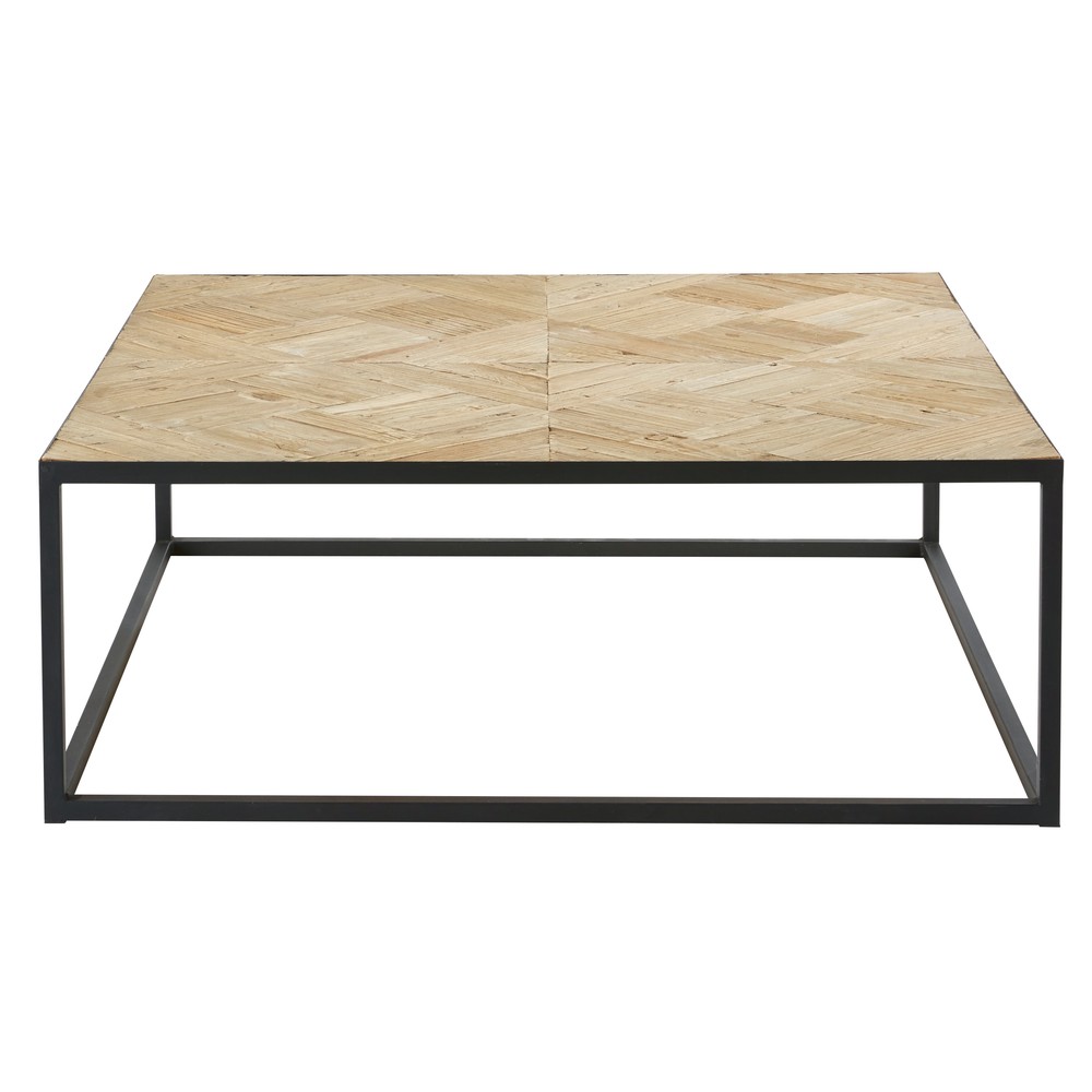 Table basse marquetée Camus en orme recyclé et métal noir - Table basse Maisons du Monde