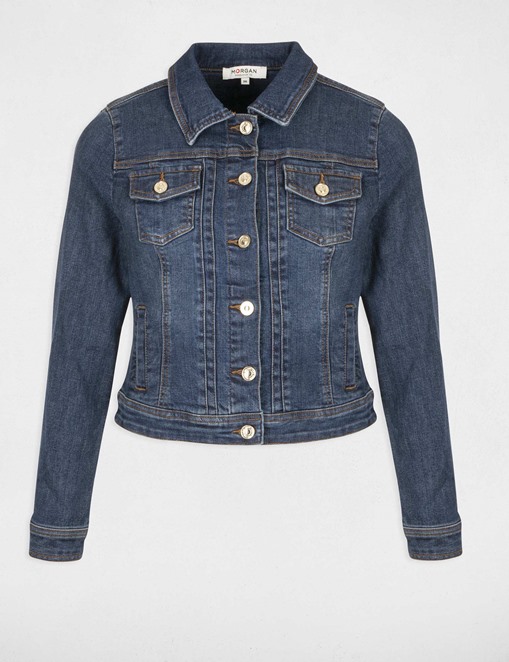 Veste courte en jean boutonnée Morgan - Veste en Jeans Morgan