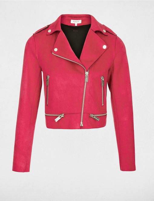 Veste courte suédée esprit biker Fushia Morgan - Veste Morgan