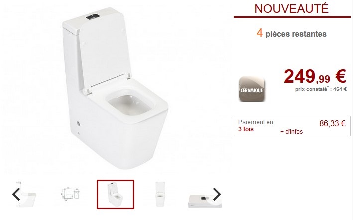 WC posé HISOKA avec abattant plat blanc pas cher - WC Posé Vente Unique